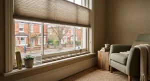 Energy saving cellular blinds providing sustainable home insulation against cold UK drafts