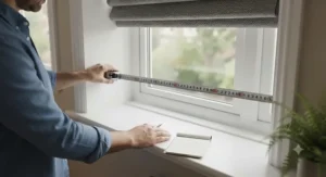 Step-by-step guide showing how to measure a window for easy fit roman blinds