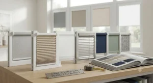 A selection of fabric colours for made-to-measure perfect fit blinds suitable for all uPVC windows