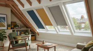 A selection of stylish fabric colours for the best skylight blinds matching interior decor.