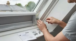 Step-by-step DIY installation of replacement Velux window blinds on a roof window