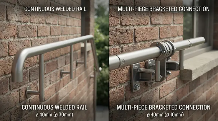 Comparing a seamless bendable curtain pole for bay window against standard corner bracket poles