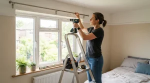 Demonstrating curtain safety standards with securely installed blackout curtains for nursery