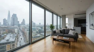 Sleek aesthetics of metal curtain poles vs wooden curtain poles in a city apartment.